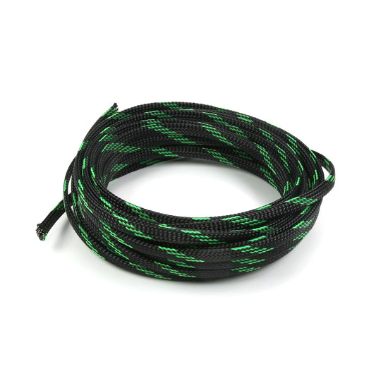 Othmro 5m/16.4ft PET Expandable Braid Cable Sleeving Flexible Wire Mesh Sleeve Black Fluorescent Green,Cord Management for Home Office