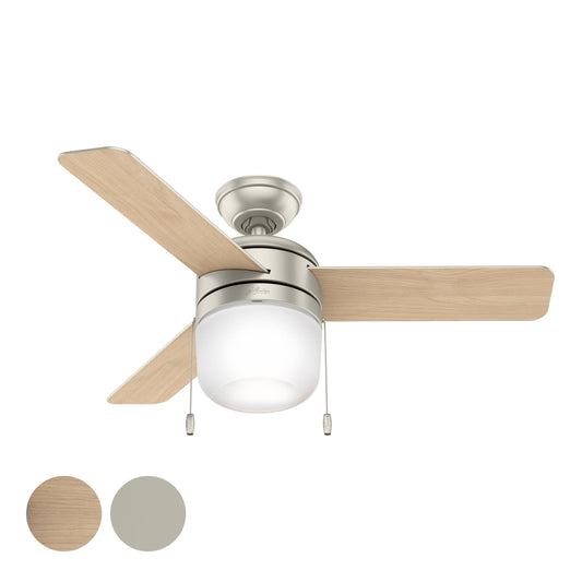 Hunter Fan 42 inch Contemporary Matte Nickel Indoor Ceiling Fan with Light Kit (Renewed)