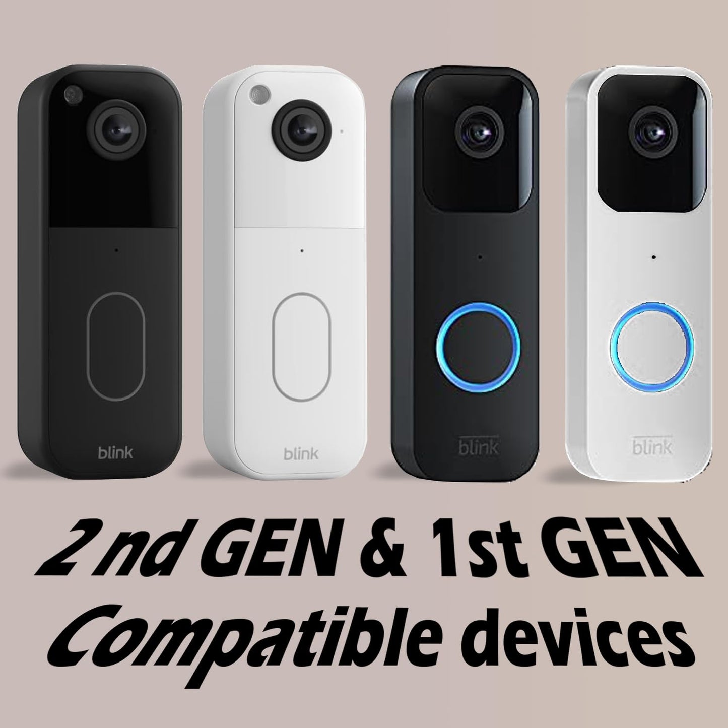 Adjustable (-45°to 45°) Corner Mount for Blink Video Doorbell, Fit for Both 1st Gen & 2nd Gen, Adhesive & Drill Accessories Included, Dual-use Wedge