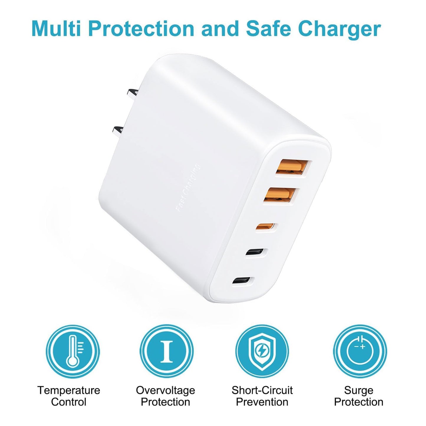 [2-Pack] 60W Multi-Port USB-C Fast Charging Module, 5-Port Wall Charger, Compatible with iPhone 17/16/15/14/13/Pro Max/Plus Series, iPad, Samsung