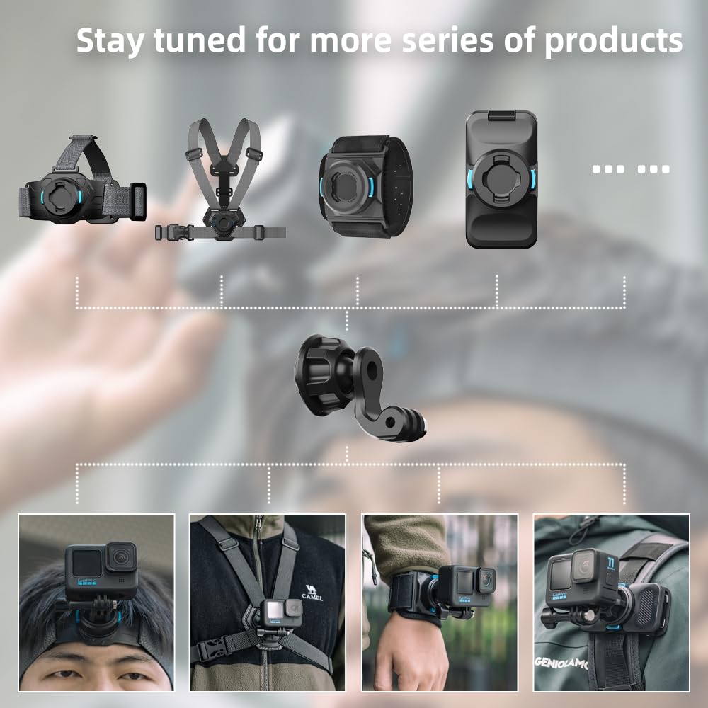 SUREWO Magnetic Head Strap Mount,Adjustable Head Belt Mount Compatible with Go pro Hero 13/12/11/10/9/8/7/6/5 Black,DJI Osmo Action 5 pro/4/3/2,Insta