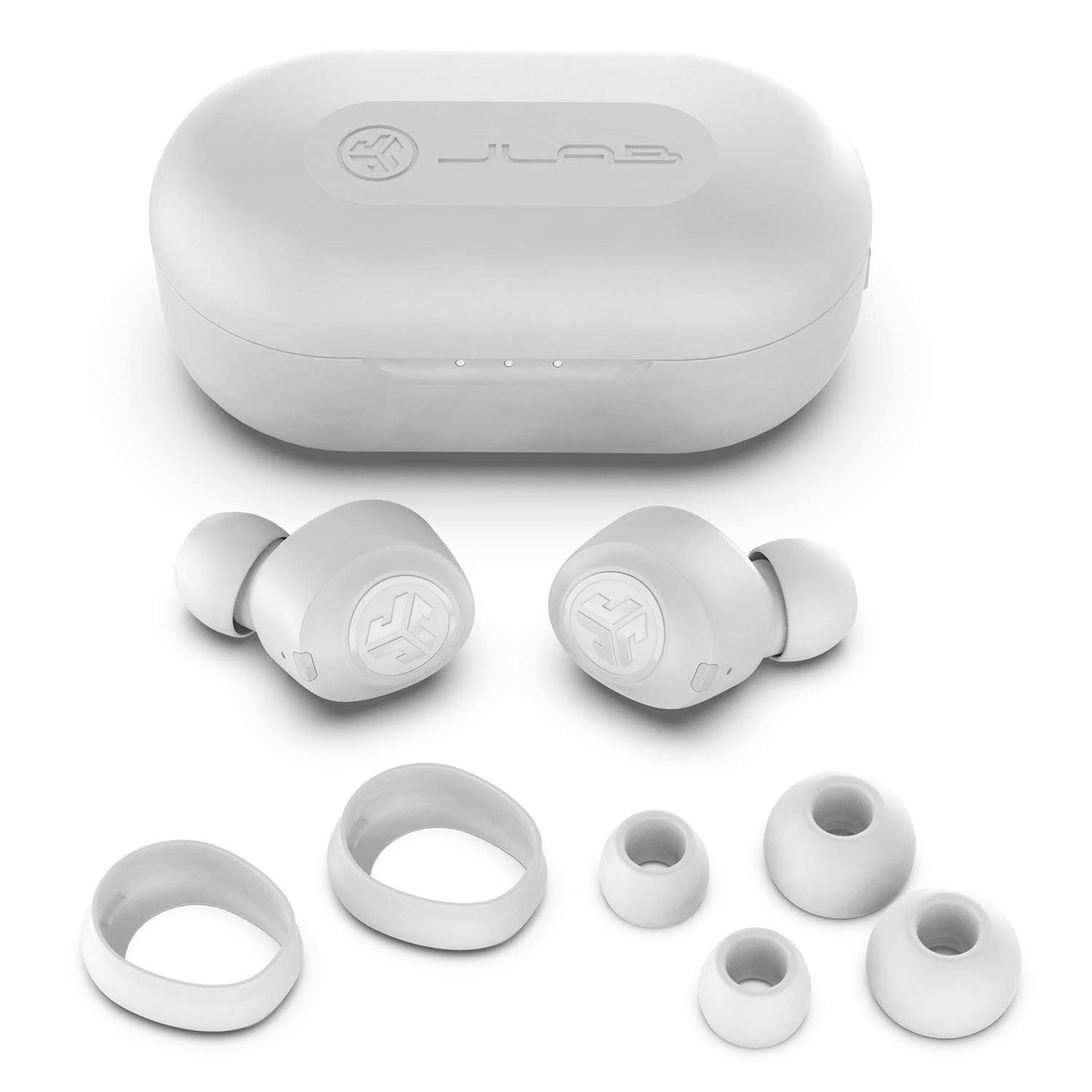 JLab JBuds Air True Wireless Signature Bluetooth Earbuds + Charging Case, White, IP55 Sweat Resistance, Bluetooth 5.0 Connection, 3 EQ Sound Settings