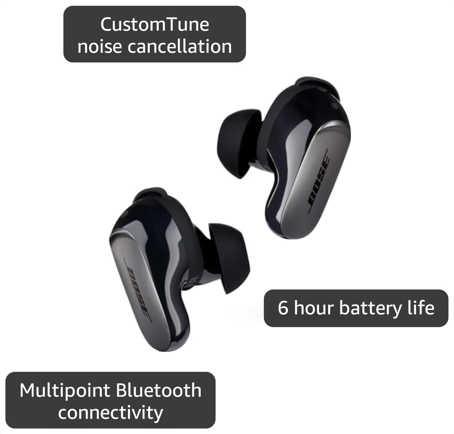 Bose QuietComfort Ultra Bluetooth Earbuds, Wireless Earbuds with Spatial Audio and World-Class Active Noise Cancellation, Deep Bass, Up to 6 Hours