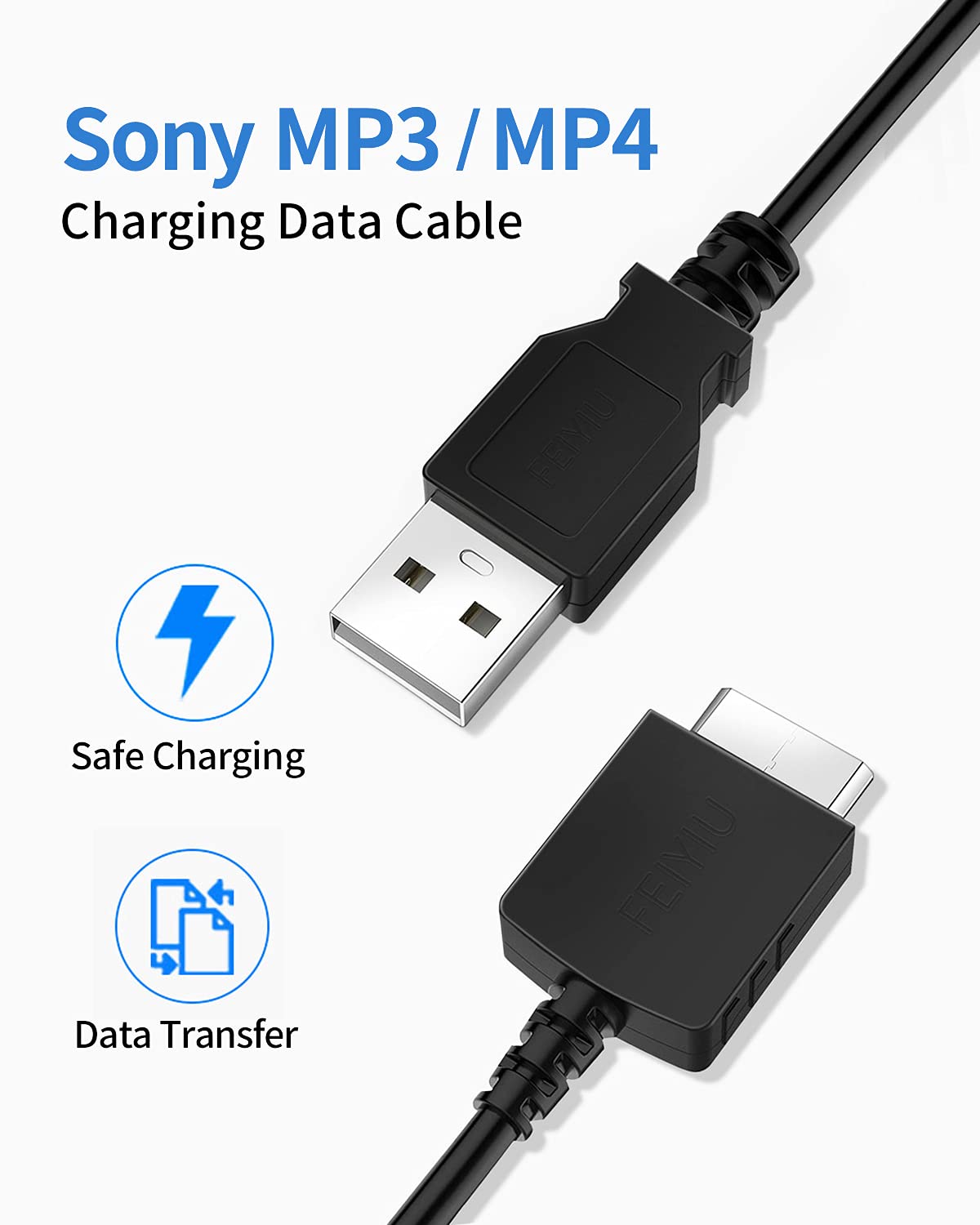 FEIYIU Replacement USB MP3 MP4 Player Charger Charging Cable - Compatible with Sony Walkman NWZ - A, S, E, X, Z Series - 5FT