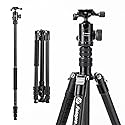 Fotopro 73"/185cm Carbon Fiber Travel Tripod for Camera, 360° Panorama Ball Head, Arca Quick Release Plate, Portable Bag, Compact Travel Tripod