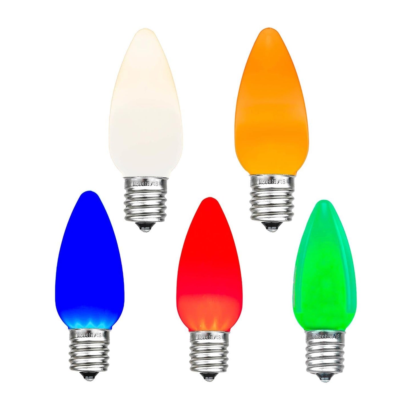 Novelty Lights 25 Pack C7 Ceramic Style LED Christmas Lights, E12 Base