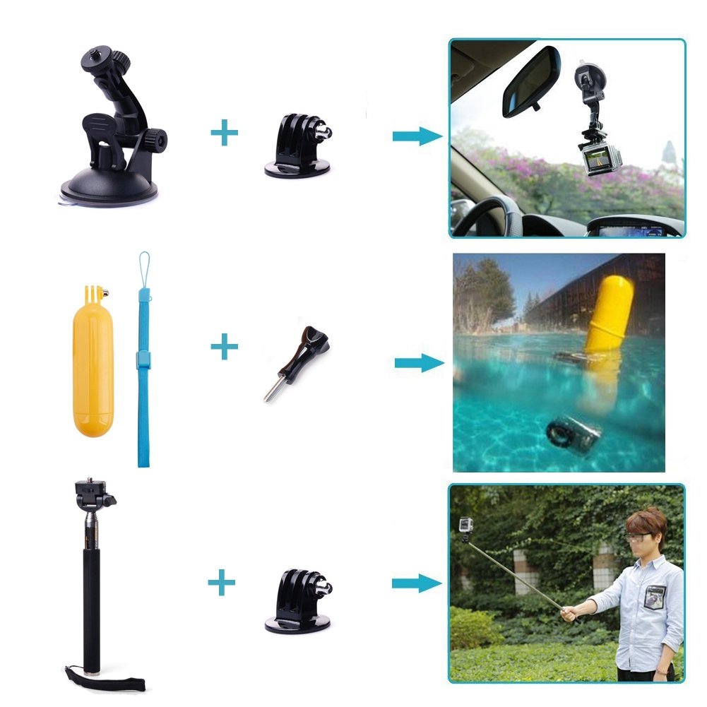 Action Camera Accessories Kit Compatible with Gopro Hero 13 12 11 10 9 8/AKASO EK7000/Brave 4/Brave 7 LE/DJI Osmo Action 5 pro/ODDV/Xilecam, Selfie