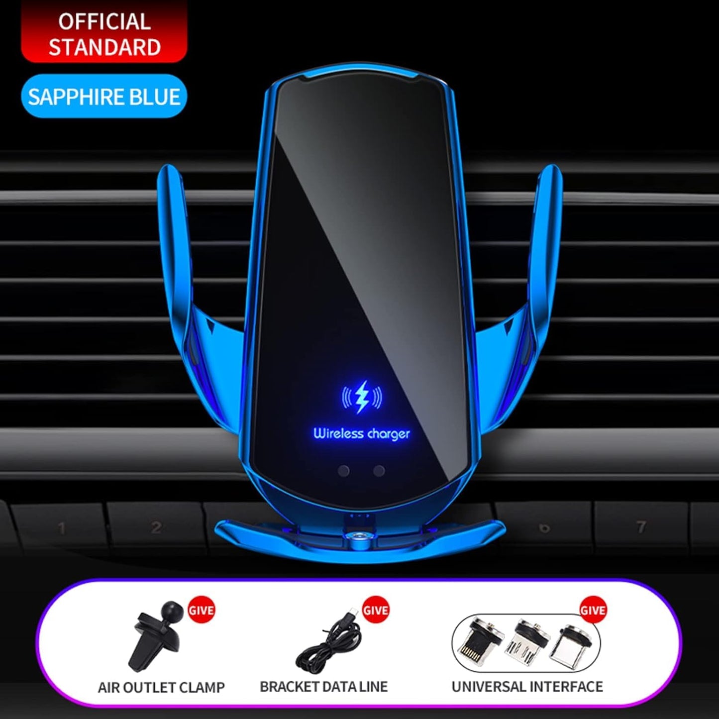 Wireless Car Charger Mount Automotive Electric Induction 15W Wireless Charger Car Auto Clamping Car Phone Holder Mount Wireless Charging Mount Vent