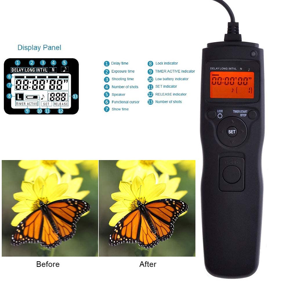 ABUYCS Camera Shutter Release Wired LCD Timer Remote Control Intervalometer Time-Lapse Photography Device Compatible for Sony Alpha A7 A7S A7R A3000