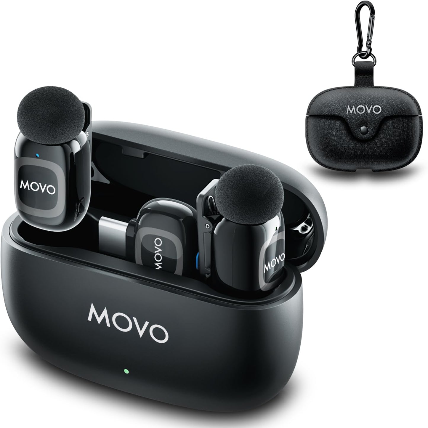 Movo NanoMic Dual USB-C Wireless Microphone for iPhone 15/16/17 and Up, Android, iPad Pro & Laptops - Wireless Lavalier Mic for USB-C Smartphones &