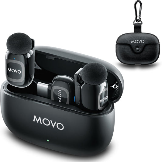Movo NanoMic Dual USB-C Wireless Microphone for iPhone 15/16/17 and Up, Android, iPad Pro & Laptops - Wireless Lavalier Mic for USB-C Smartphones &