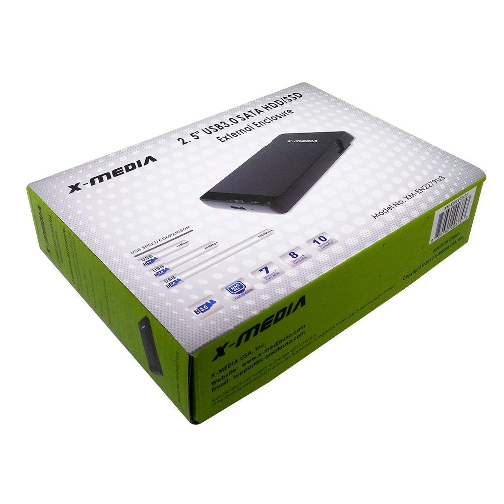 X-MEDIA XM-EN2279U3 2.5-Inch Tool-Free USB 3.0 SATA Hard Disk Drive HDD External Enclosure Case for 7mm / 9.5mm 2.5-Inch SATA HDD and SSD