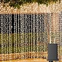 Solhice LED Curtain Lights Outdoor 20ft x10ft, 600 LED Plug in Hanging String Lights Indoor Bedroom, Twinkle Light Backdrop for Outside Wedding Decor