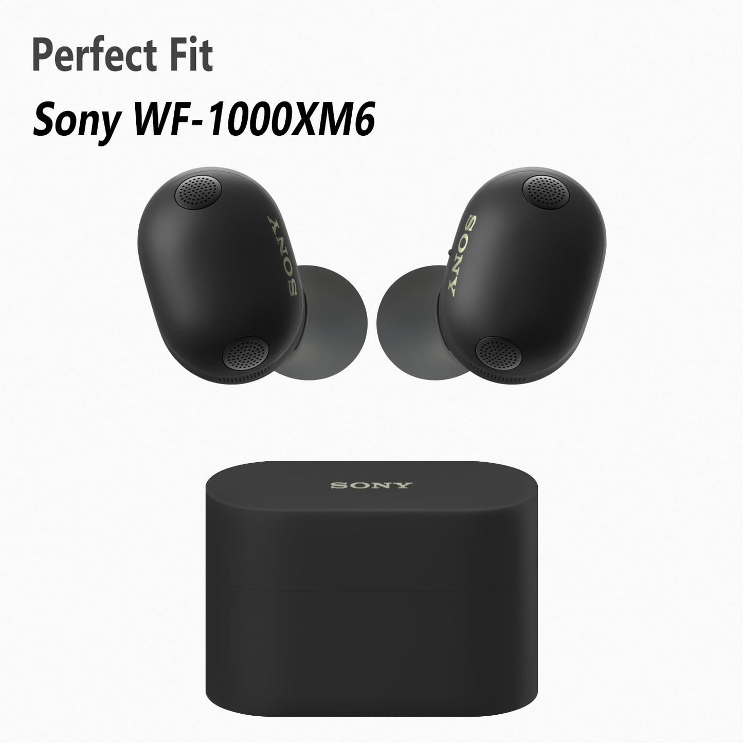 Geiomoo Silicone Eartips for Sony WF-1000XM6 Ear Tips, Replacement Earbuds Earpads (Black, L/M/S)