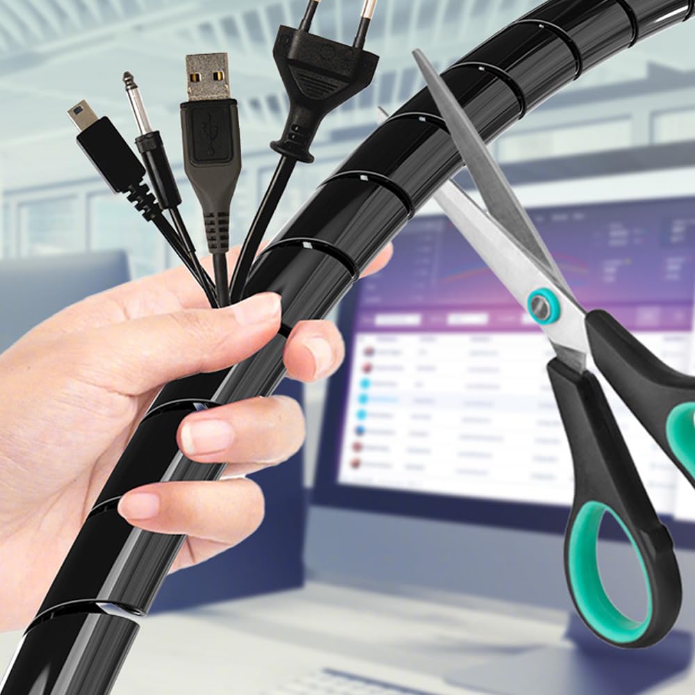 5/16" Spiral Cable Wrap - Wrapping Range:6mm-60mm- Spiral Wire Wrap Cord Covers Bundle Sleeve Hose for Computer Electrical Wire Organizer