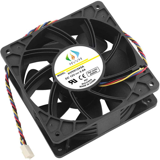 HVVH Dual Ball Bearings High Speed Durable 4 Pin DC 12V 5A 7000 RPM Cooling Fan Brushless Replacement Case Fan for Antminer Bitmain S7 S9 D3 L3 E9 T9