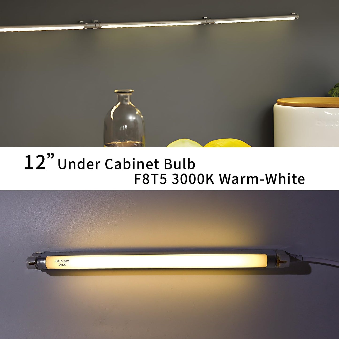 Accway (6 Pack) F8T5/WW 12’’ Linear Fluorescent Light Bulb, 8W Warm White T5 Tube, 3000K Soft White Lamp, G5 mini Bi Pins Base Replacement for Under