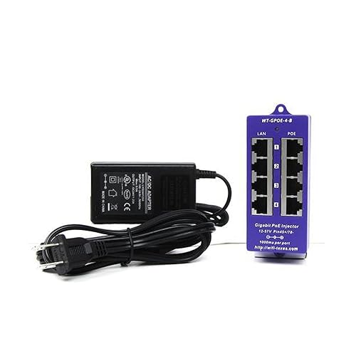 PoE Texas 4 Port 24V Passive PoE Injector with 24V 30W UL/FCC Certified Power Supply - Gigabit Injector - Passive Power Over Ethernet Multi Port PoE