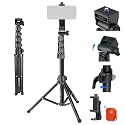 NEEWER Basic Phone Tripod for iPhone & Camera w/Remote & Phone Holder, 66" Metal Selfie Stick Travel Vlog Cell Phone Stand, Portable Camera Cellphone