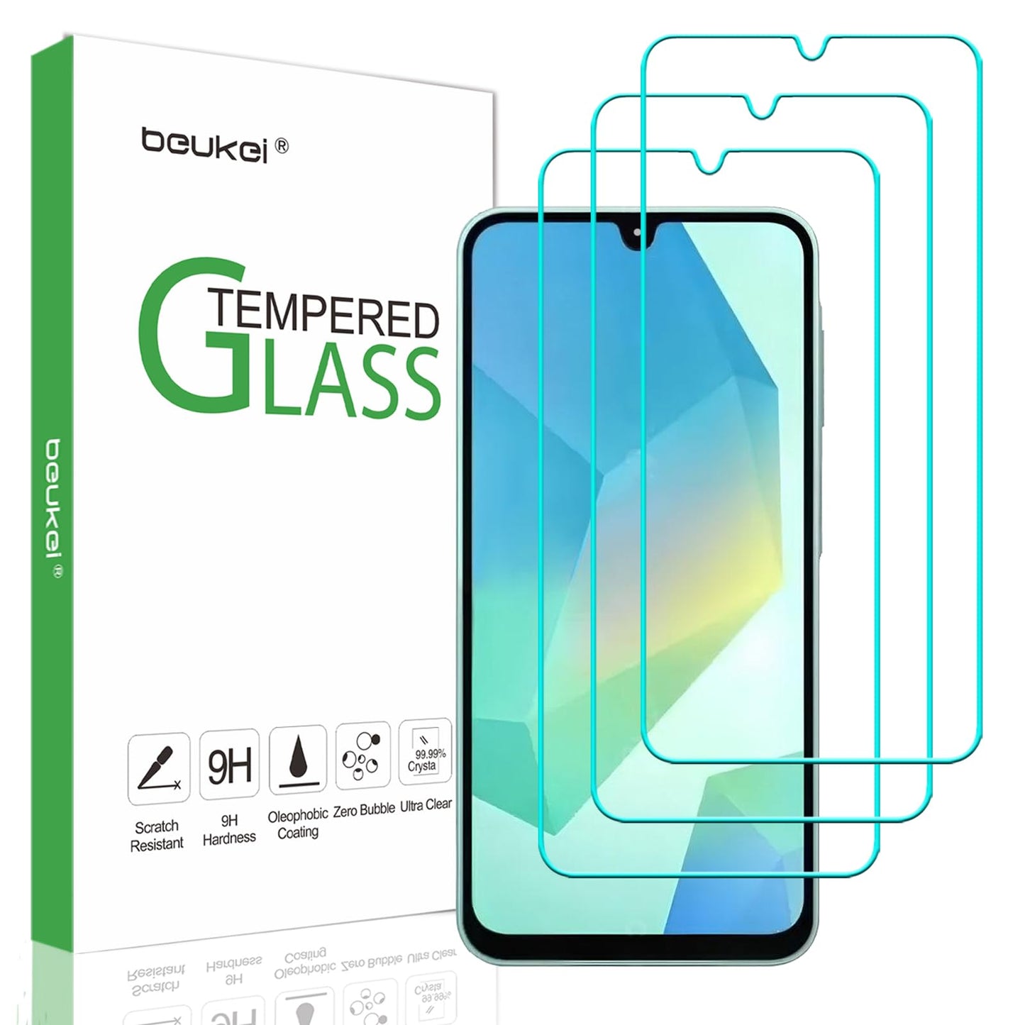 beukei (3 Pack) Designed for Samsung Galaxy A16 5G / 4G Screen Protector Tempered Glass, 9H Hardness