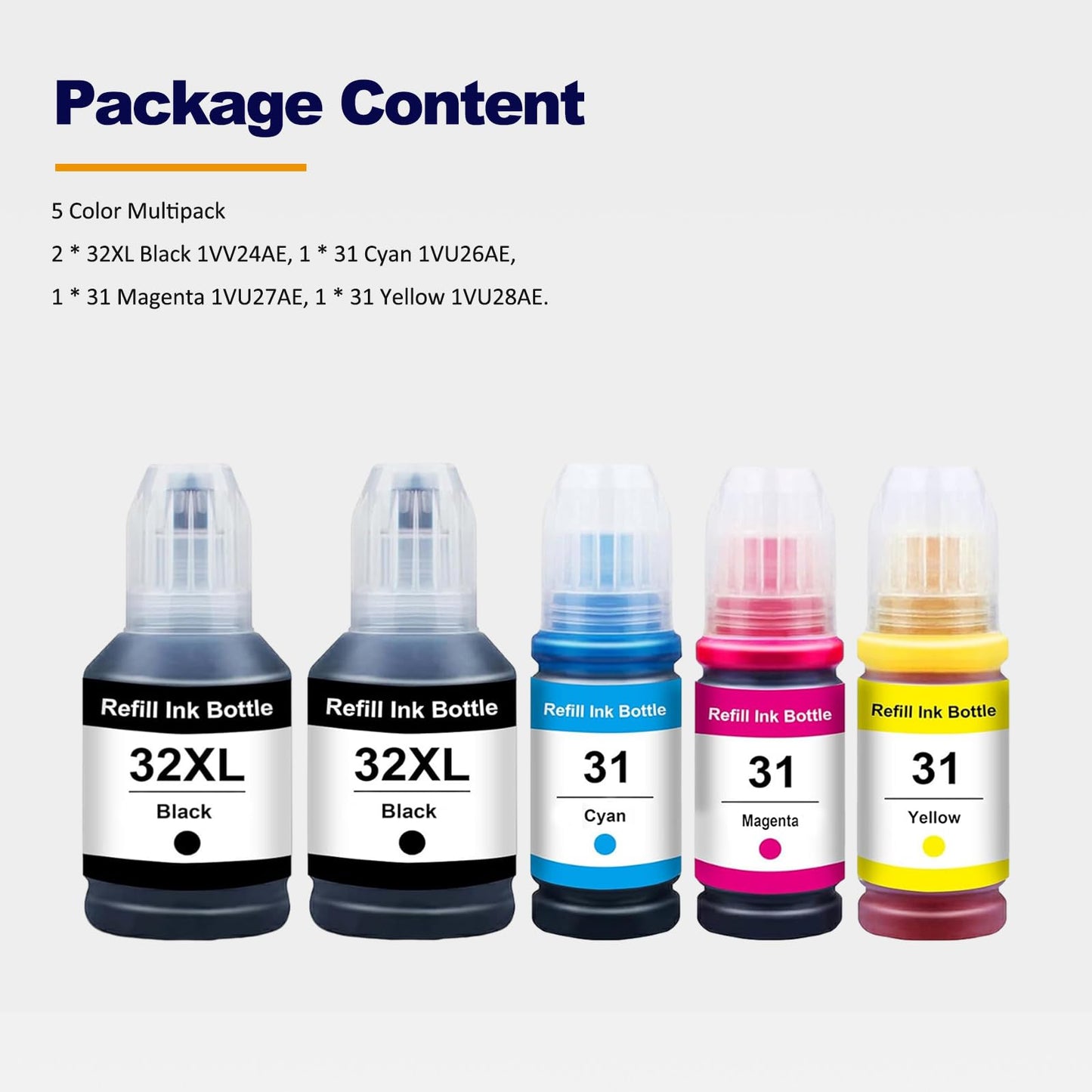 LAIPENG 31 32XL 32 XL Ink Compatible for HP Smart Tank 7301 7001 7602 6001 5101 5102 Plus 651 551 455 457 450 Printer 5 Color Multipack (BK*2/C/M/Y)