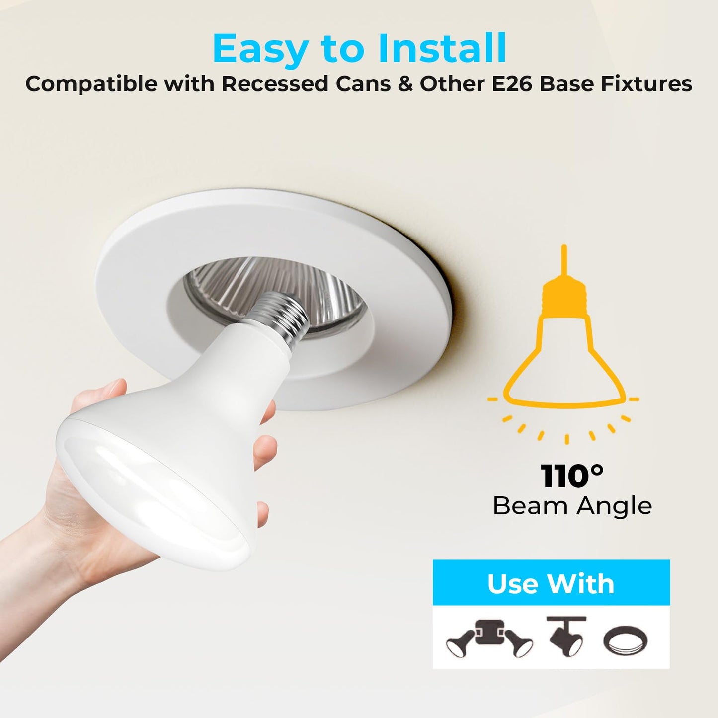 GvvooHome 12 Pack BR30 LED Flood Light Bulbs, 7W (65W Equivalent), 2700K Soft White, 650 Lumens, E26 Base, Dimmable, Indoor Recessed Can Lighting