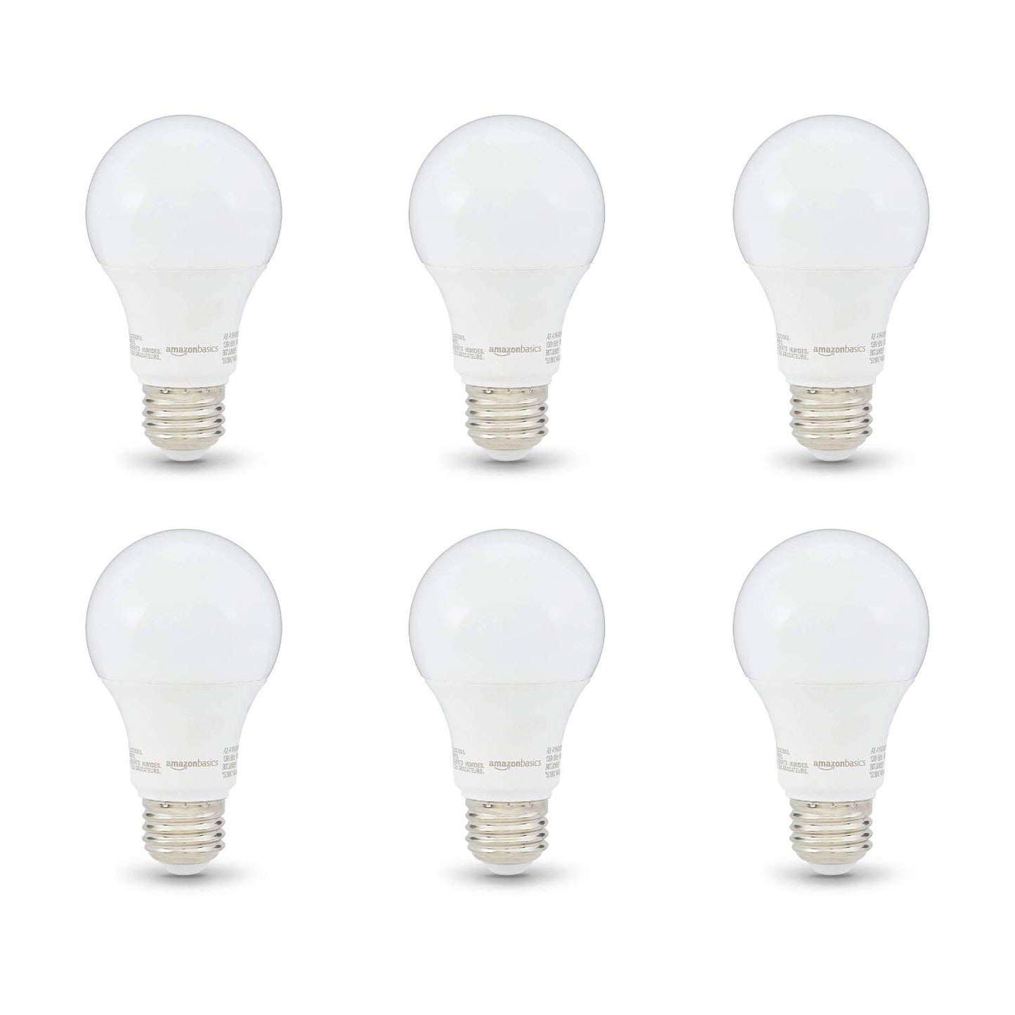 Amazon Basics Non-Dimmable LED Light Bulbs, Great Brightness, 40W Equivalent, 6W, E26 Standard Base, 2700K, 10,000 Hour Lifetime, Soft White A19