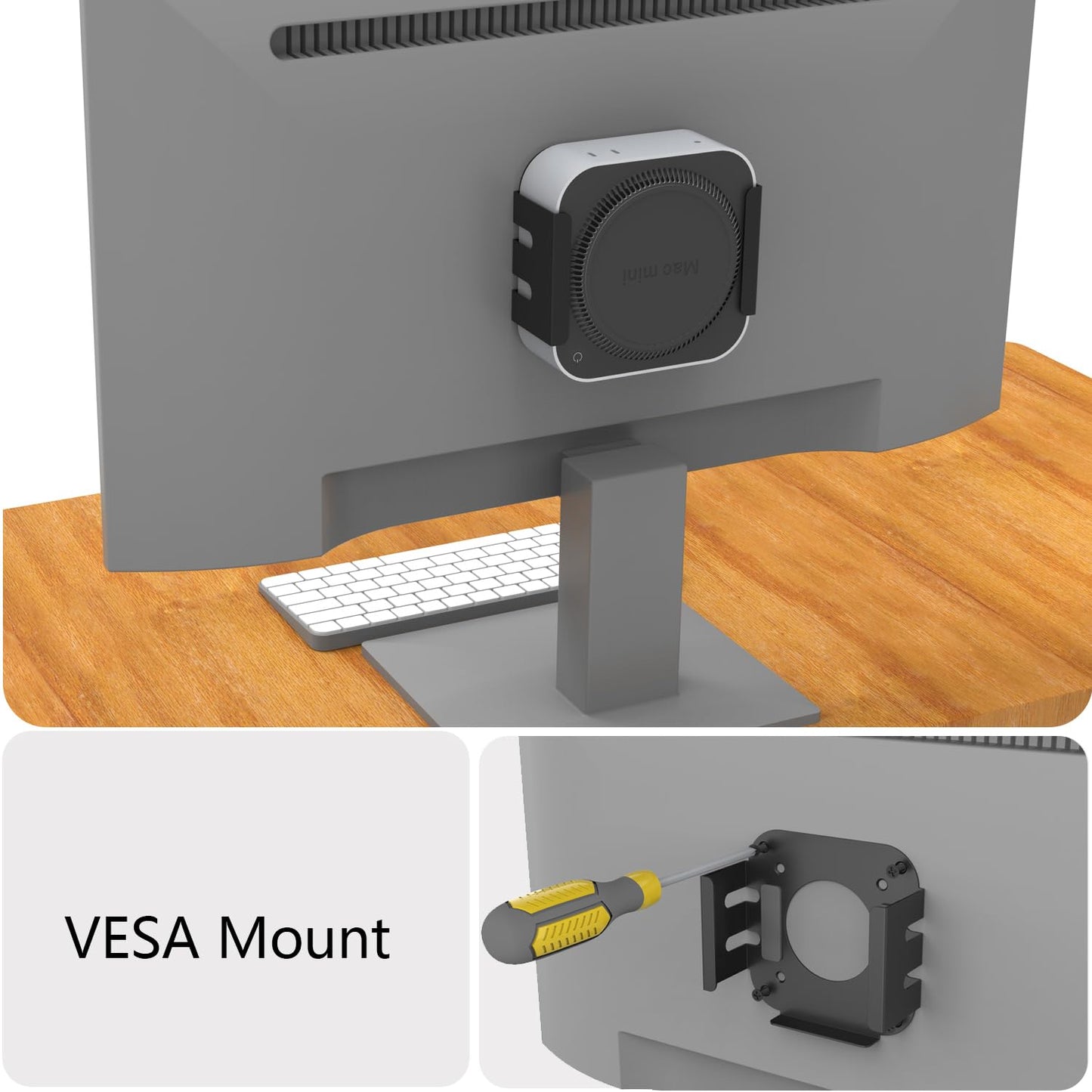 Monzlteck Mac mini M4/M4 Pro Under Desk/Wall Mount Bracket/VESA Monitor Mount - Heavy-Duty Steel Bracket, Anti-Scratch Padding, Space-Saving Design