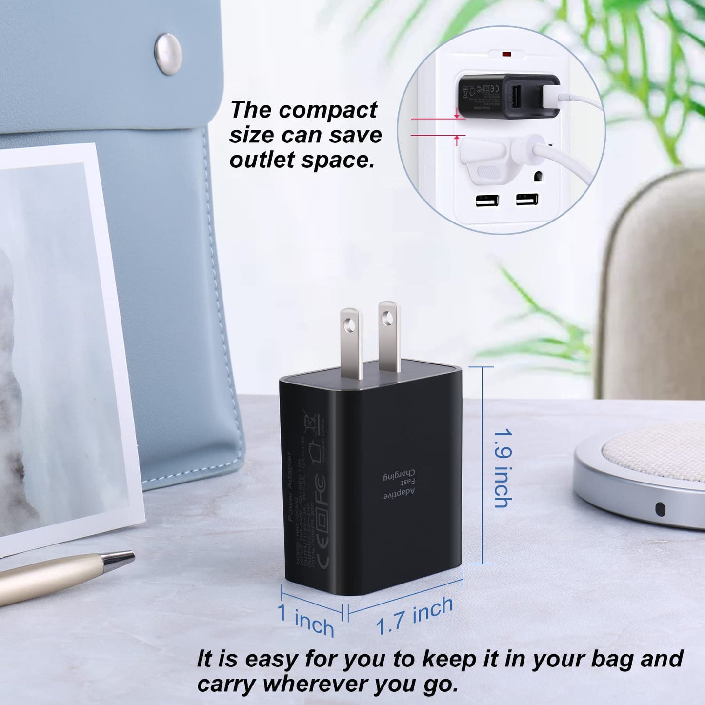 Quick Fast Charge 3.0 USB Wall Charger, Costyle 5 Pack 30W Dual USB Power Adapter (Fast Charge 3.0&5V 2.4A) Adaptive Fast Charging Block Compatible