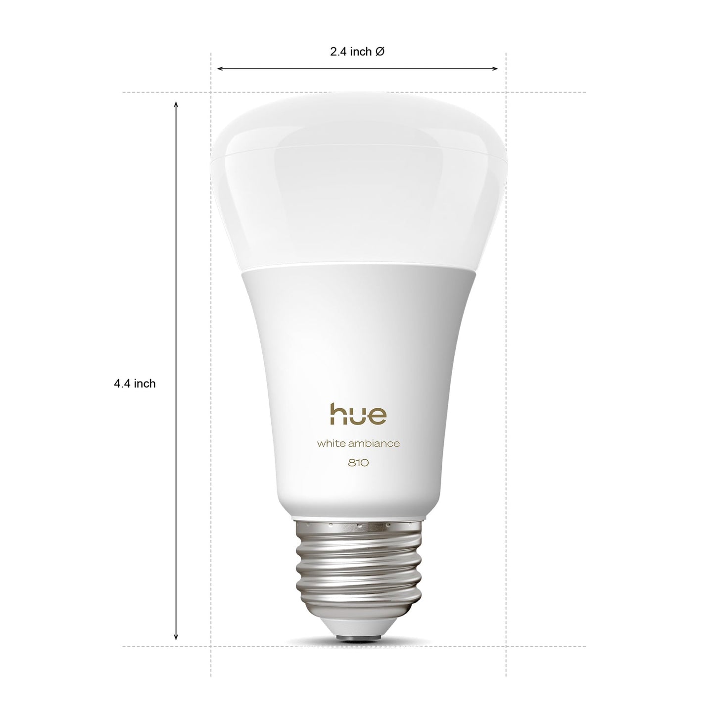 Philips Hue Smart LED A19 Bulb 2-Pack, White Ambiance, E26 Base, 7.2W, Full Spectrum Light 1000K-20000K, 810 Lumens, Dimmable LED Bulbs, Works