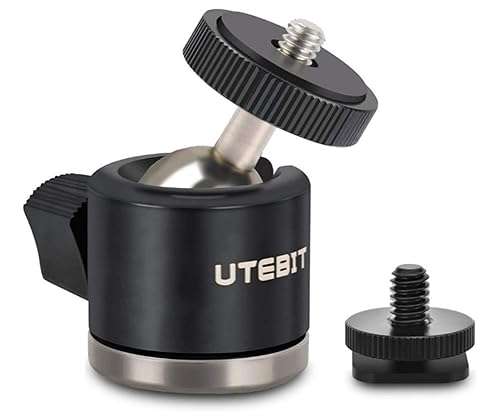 UTEBIT Mini Ball Head, Tripod Head with 1/4" hot Shoe, 360° Rotatable Ball Heads Camera Mount Adapter, Aluminium 20mm Ballhead Compatible