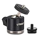 UTEBIT Mini Ball Head, Tripod Head with 1/4" hot Shoe, 360° Rotatable Ball Heads Camera Mount Adapter, Aluminium 20mm Ballhead Compatible
