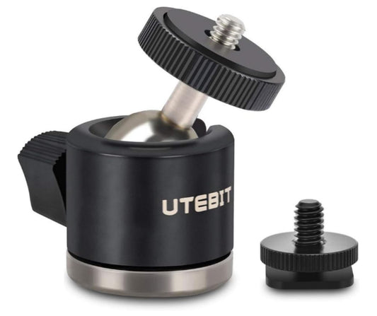 UTEBIT Mini Ball Head, Tripod Head with 1/4" hot Shoe, 360° Rotatable Ball Heads Camera Mount Adapter, Aluminium 20mm Ballhead Compatible