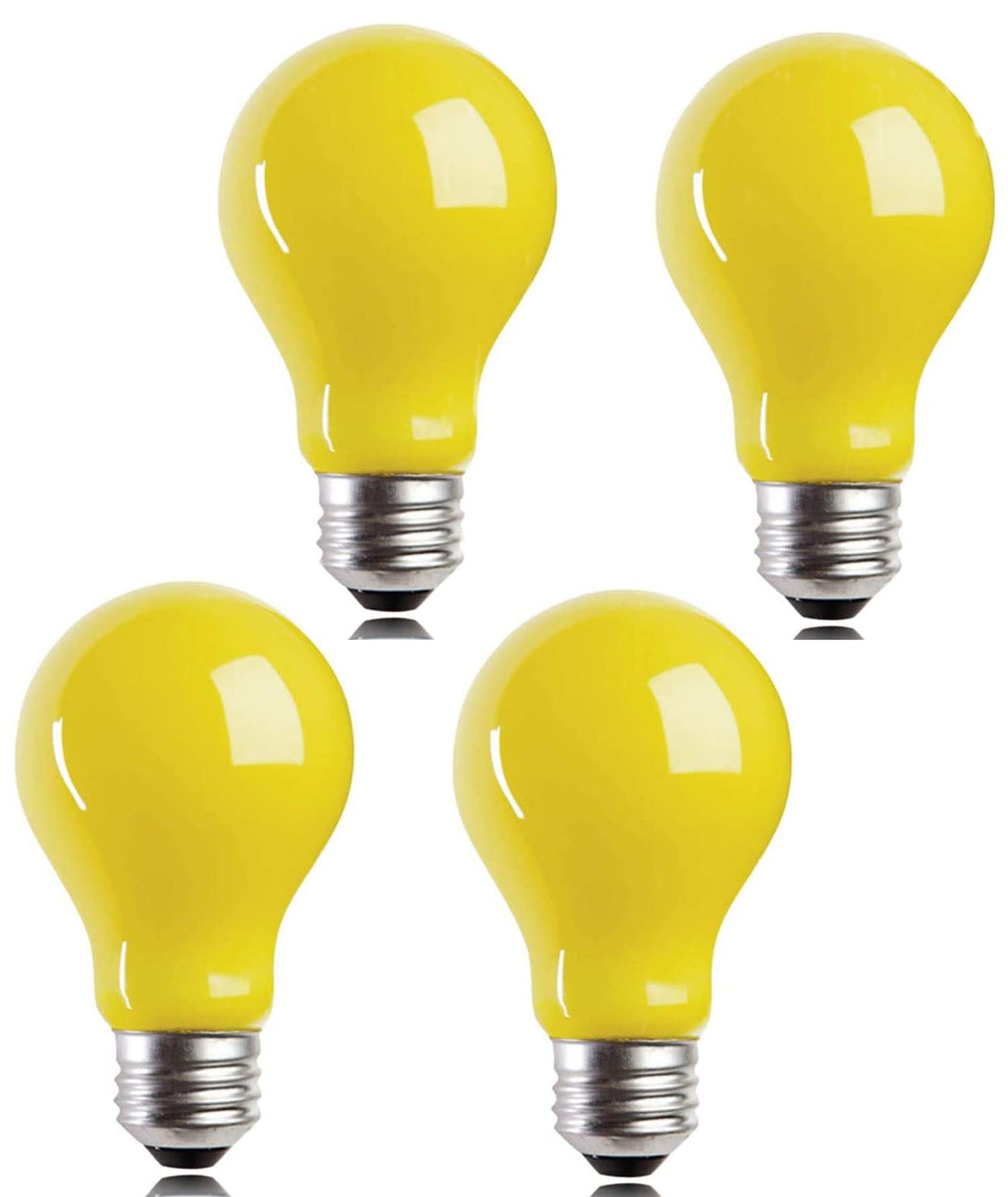 Qixivcom 4 Packs 3W A19 LED Bug Light Bulbs Yellow LED Bulbs E26 Outdoor Bug Light Bulb 25W Equivalent 2000K Amber Glow Bug Light Bulb Night Light