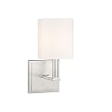 Savoy House 9-1200-1-SN Waverly Modern Farmhouse White Fabric Wall Sconce, 1-Light 60 Watt, 11" H x 5" W, Satin Nickel