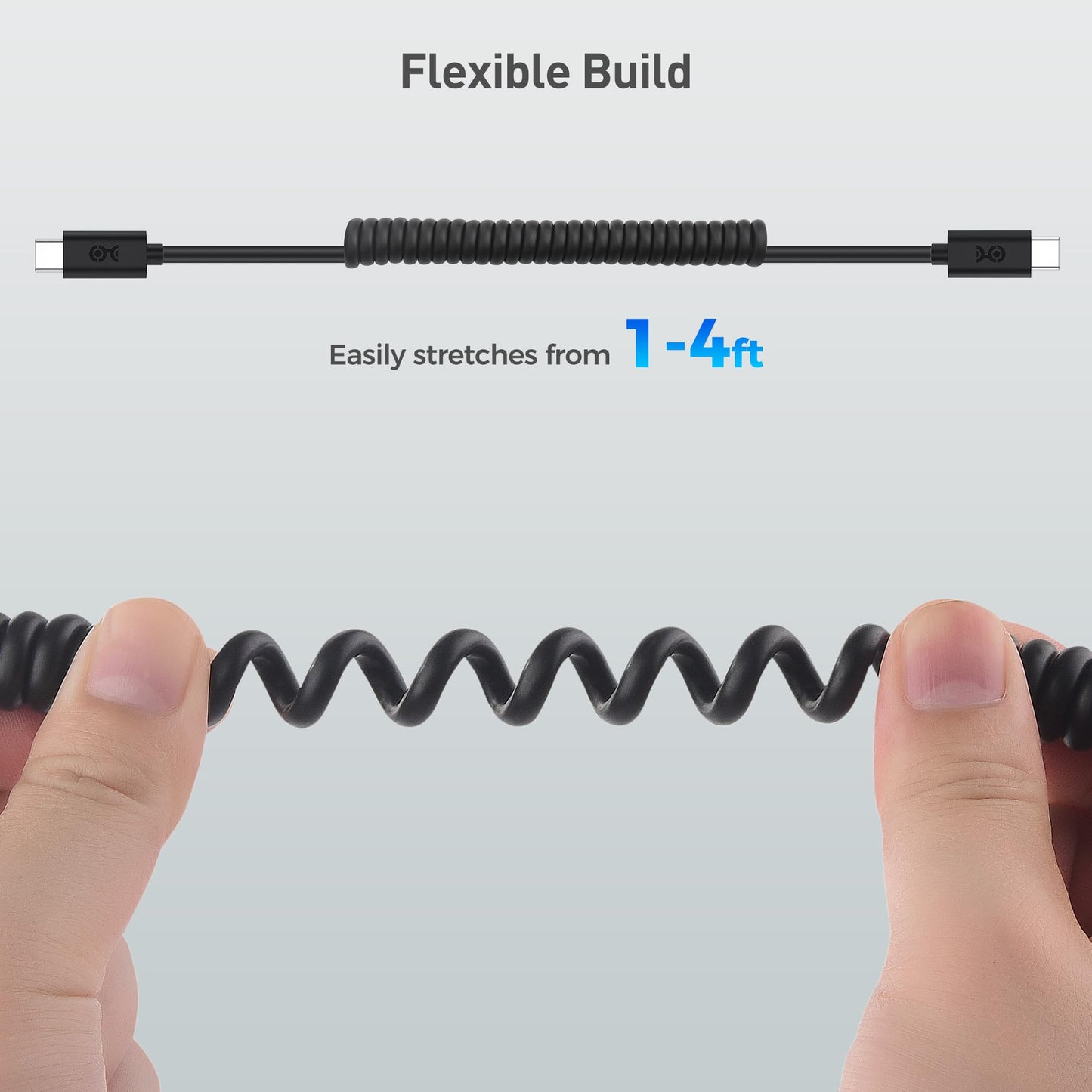 Cable Matters 2-Pack Coiled USB C to USB C Cable 1-4 Feet, Up to [60W Charging, 480Mbps Data Transfer] Compatible with Apple CarPlay, Android Auto
