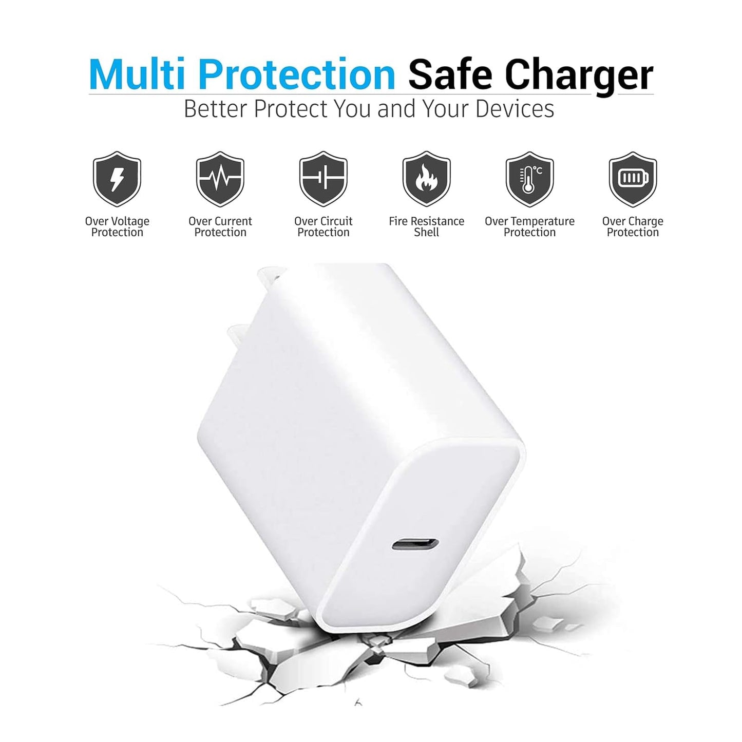 4 Pack 30W USB Type C Wall Charger Adapter for Airpods Pro 2nd/3rd Gen Earbuds,iPhone 16E 17 16 Pro Max/15/14/13/12/11 Plus Fast Charging
