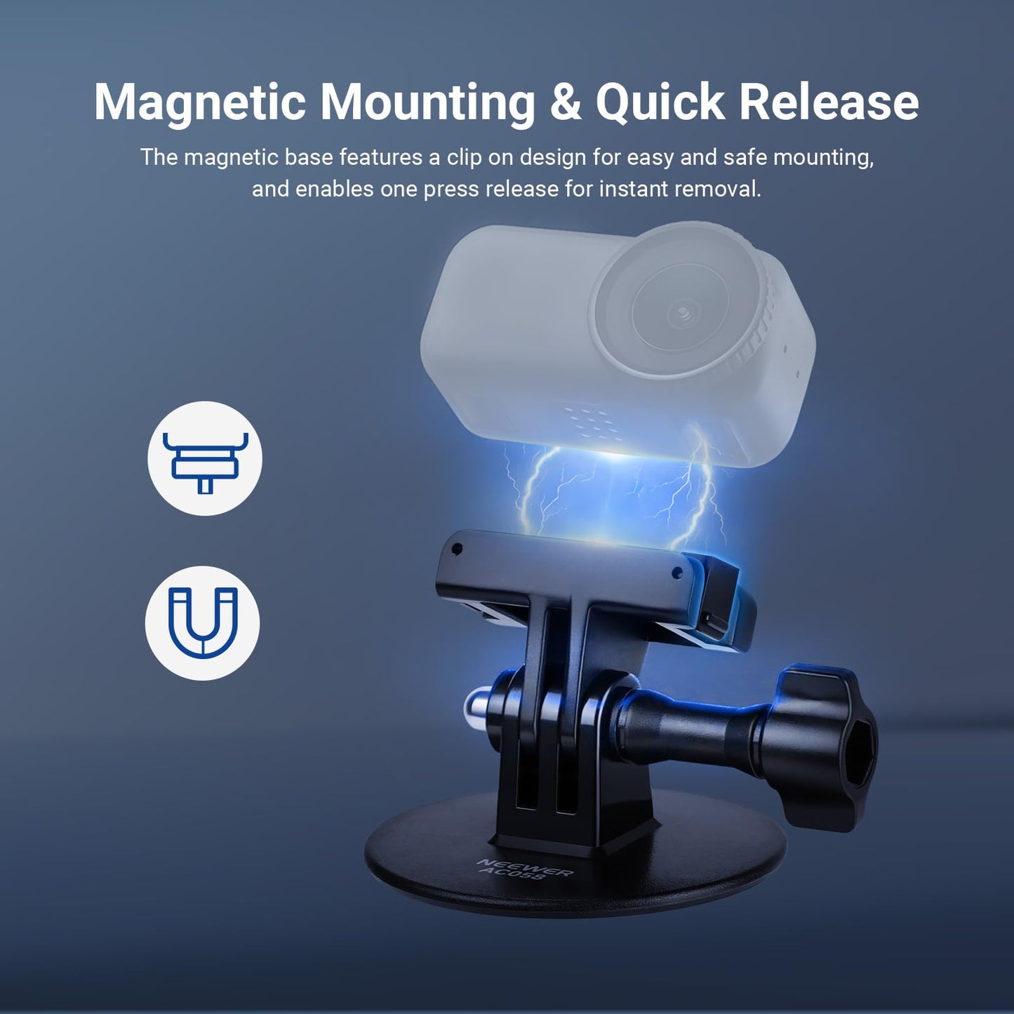 NEEWER Adhesive Base Mount Kit Compatible with DJI Osmo Nano/Osmo 360/Action 6 5 Pro 4 3, Magnetic Quick Release Adapter Stand Bracket Action Camera