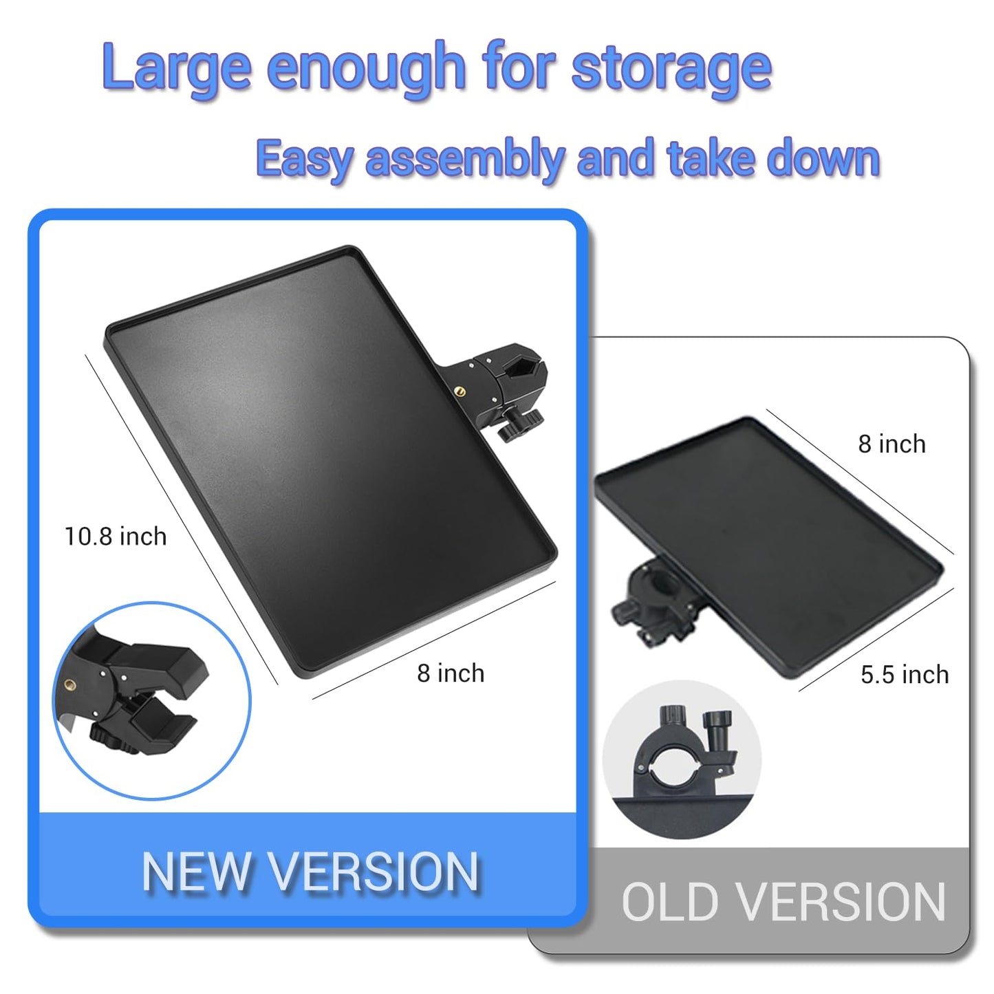 Microphone Stand Tray,Clamp on Shelf for TikTok,Most Mic Stands,10.8"x8.0" Large Tripod Shelf Table,Clip on Tray,Music Stand Accessories,Lash Tray