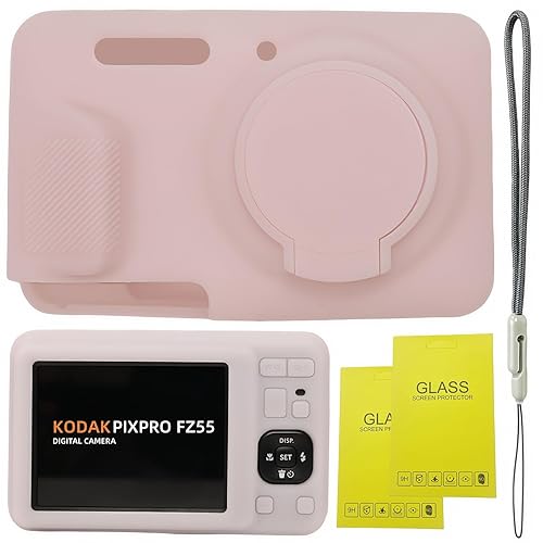 SZHSYJY Case for Kodak PIXPRO FZ55,FZ55 accessories,Soft Silicone Protective Case Removable Lens Cover,Comes with 2 Screen Protectors and 1 Wrist