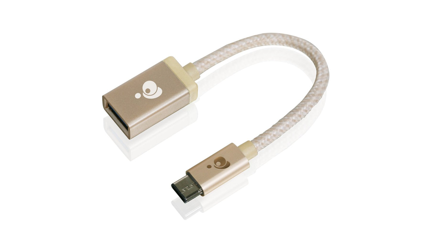 IOGEAR Charge & Sync USB-C to USB Type-A Adapter, Gold, G2LU3CAF10-GLD