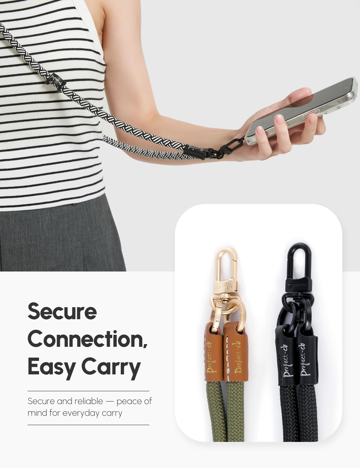 project-cb Phone Lanyard 1, Tether Tab 2, Crossbody Cell Phone Lanyard,Rope Lanyard,Universal Adjustable Phone Strap(Black-B)