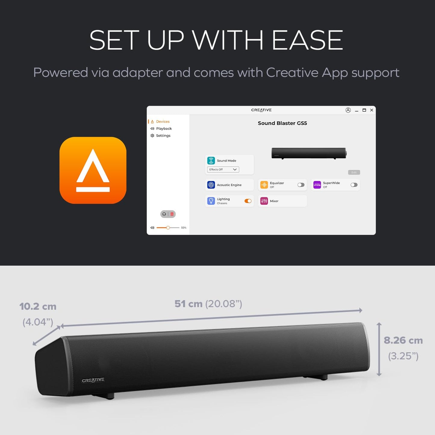 Creative Labs Sound Blaster GS5 RGB Gaming SOUNDBAR