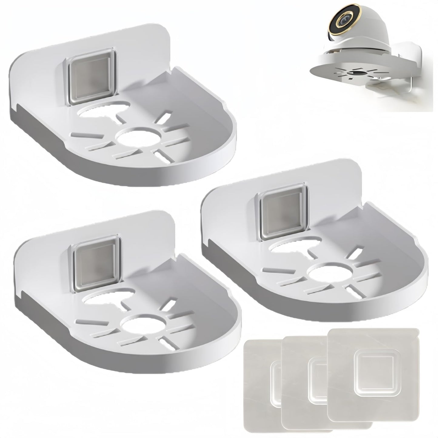 SamIdea 3-Pack L Security Dome Camera Mount Bracket,for Security Cameras, Baby Monitors & Speakers,Wyze Cam Pan - Universal Adhesive, No Drilling