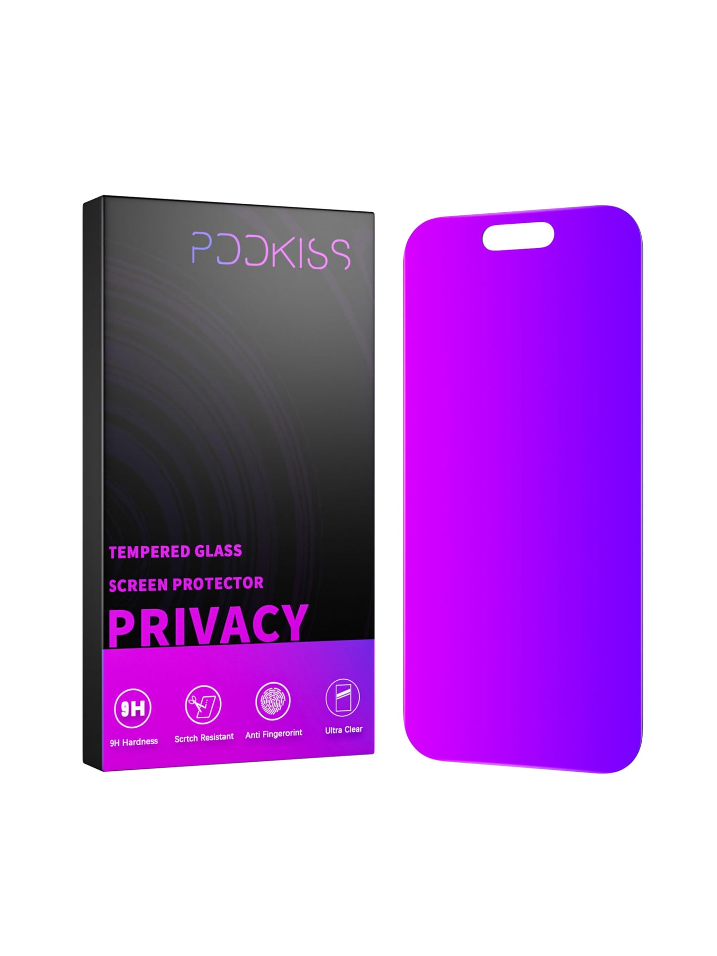 PDDKISS Compatible for iPhone 16 Plus Privacy Screen Protector Tempered Glass 6.7 Inch, Purple Gradient Anti Spy Anti Blue Light HD Easy Installation