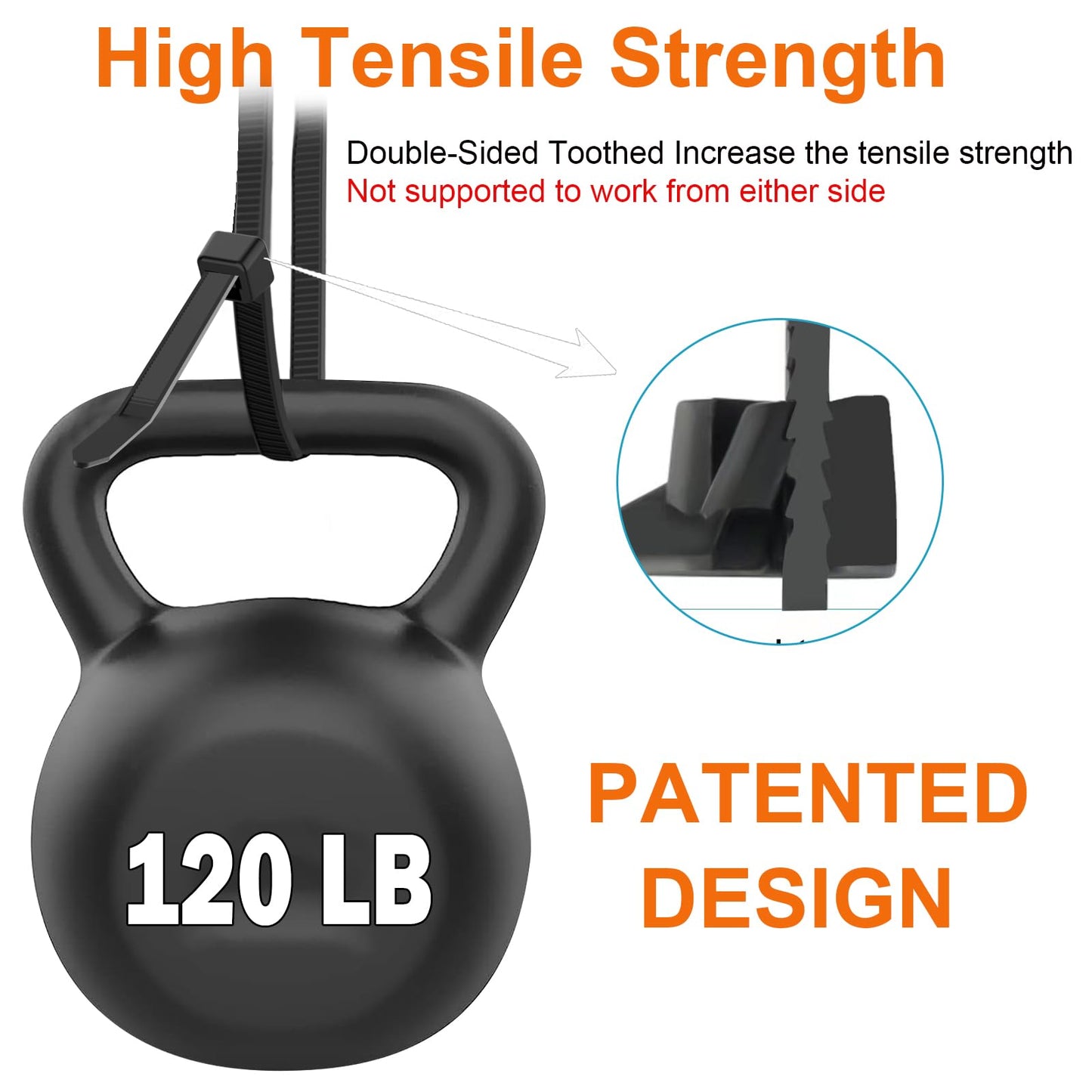 Zip Ties Heavy Duty 12 inch?V-Shaped Toothed Double Sided With 120 LBS Tensile Strength Cable Ties ?Extra Large Wire Ties Adjustable Nylon Tie Wraps