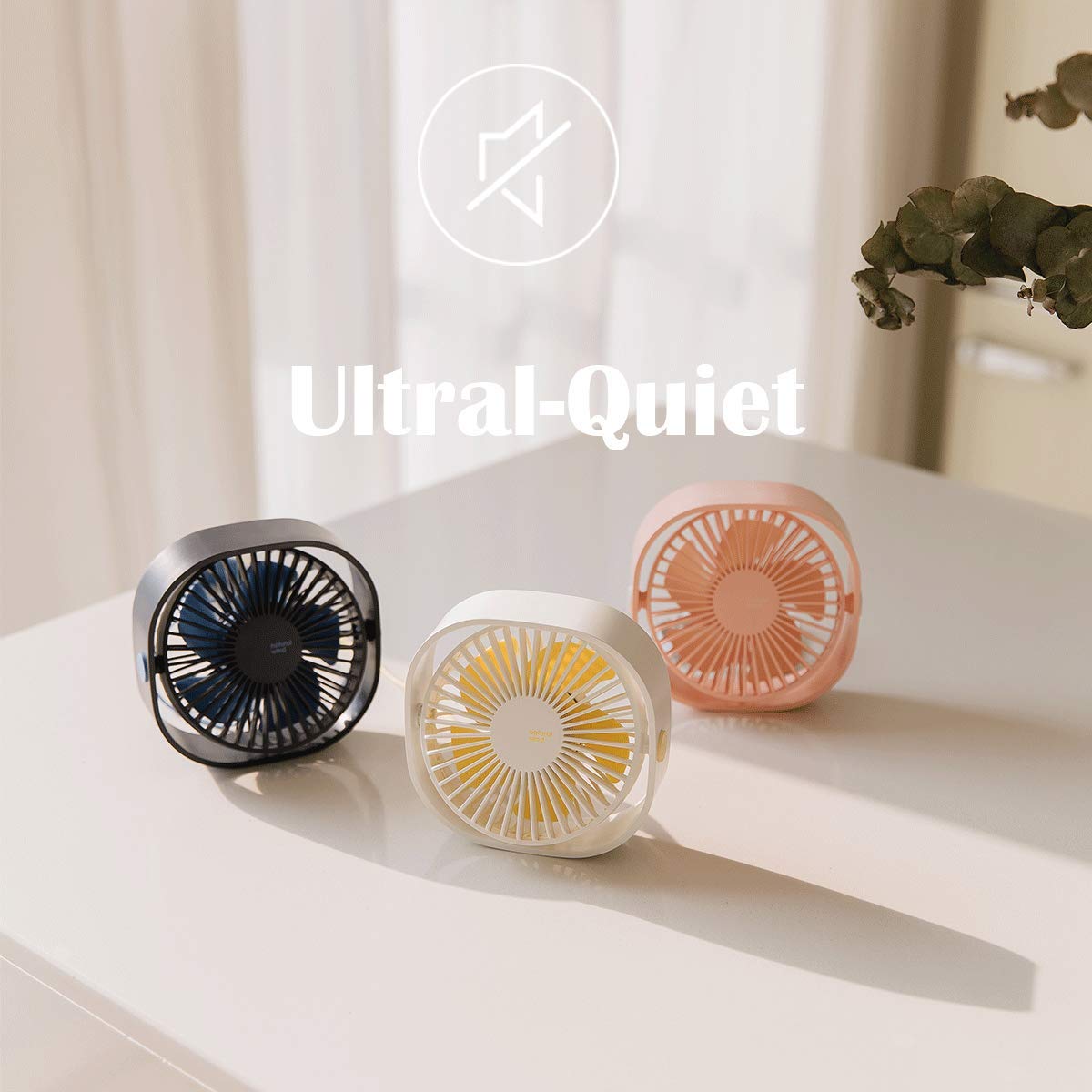 Small USB Desk Fan 3 Speeds Table Cooling Fan 360° Rotatable Untral Quiet for Home Ofiice Laptop (Pink)