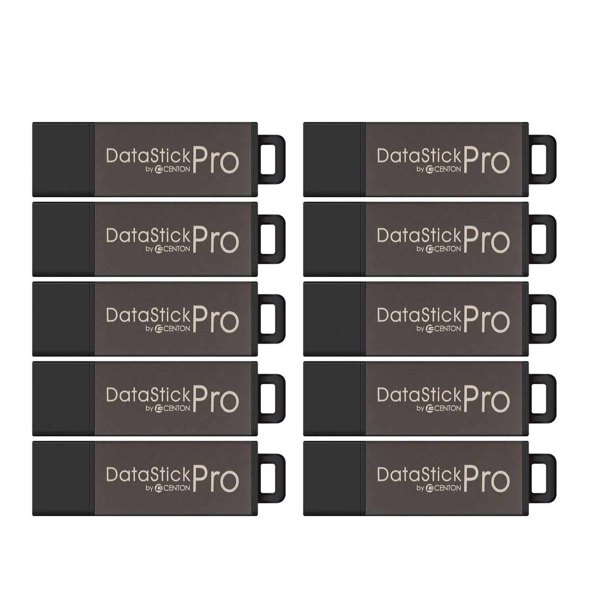 Centon Electronics DataStick Pro USB 2.0 Flash Drive, 16 GB, 10 USB Flash Drives, 10 Bulk Pack, Grey