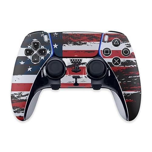 MightySkins Skin Compatible with PS5 DualSense Edge Controller - Tattered Flag | Protective, Durable, and Unique Vinyl Decal wrap Cover | Easy