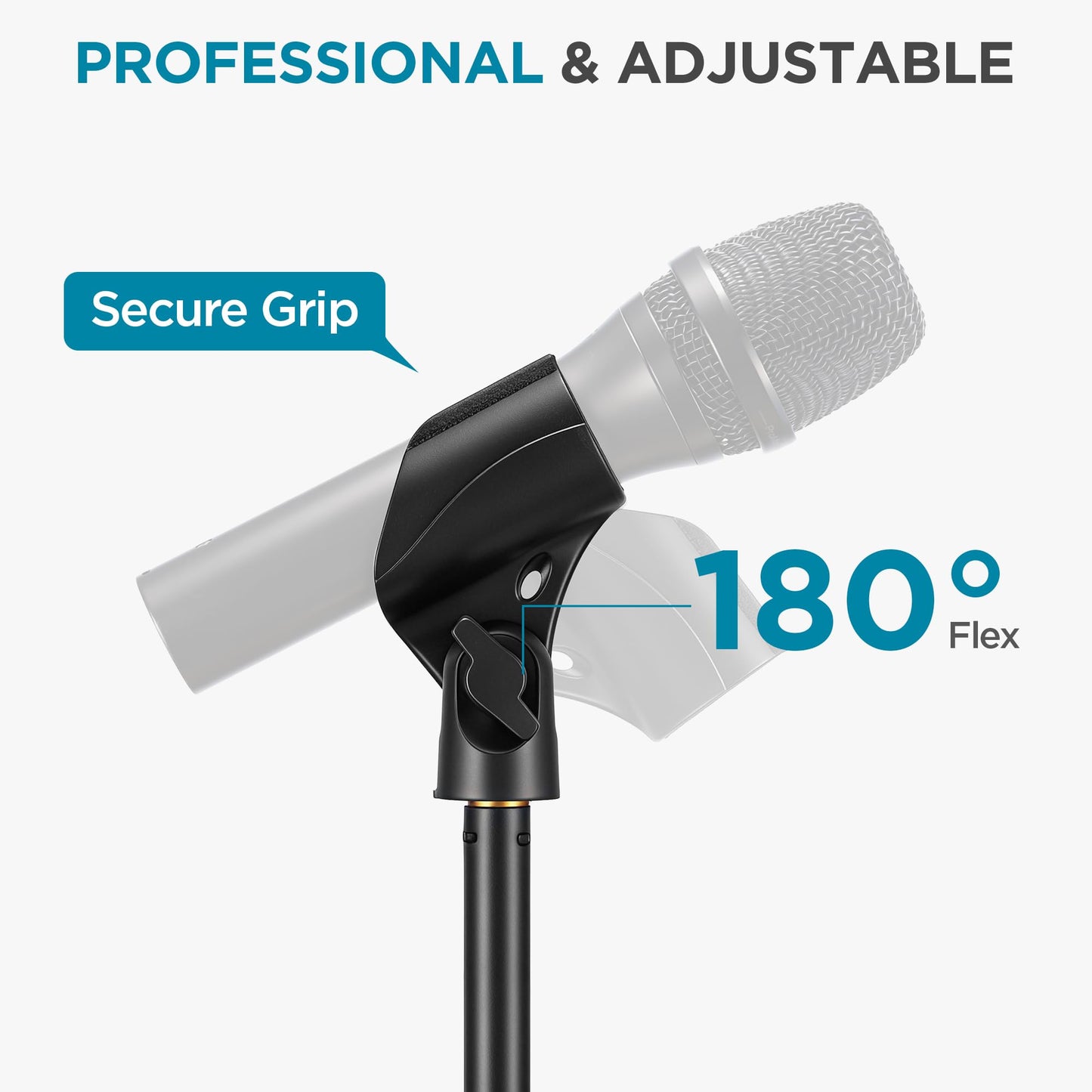 InnoGear Microphone Clip, Adjustable Mic Holder with 3/8" to 5/8" Adapter for HyperX SoloCast, HyperX QuadCast S, Blue Yeti, Shure SM58 and Other Mics